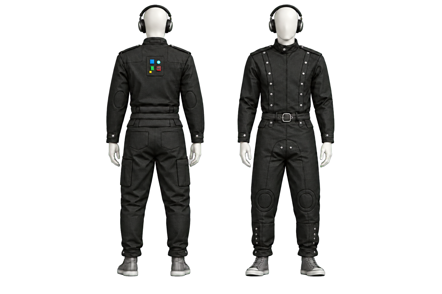 The KUBIA Music Suit concept, back and front.